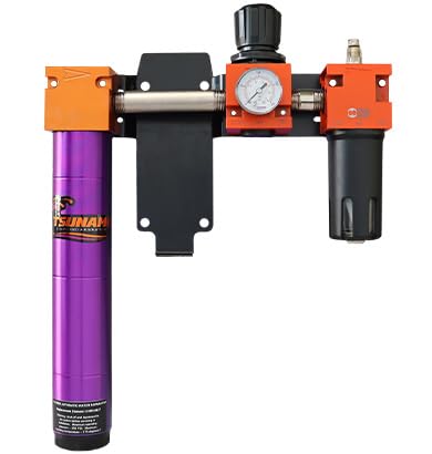 120 CFM, Tsunami 1" NPT Industrial Combination Water Separator Particulate Filter, Air Pressure Regulator & Lubricator Oiler