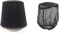 Black Cold Air Intake Cone Replacement Performance Washable Clamp-on Dry Filter with Sock Protective Cover Mesh Dustproof Bag (3")