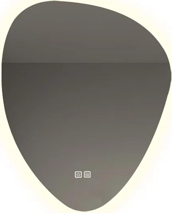 Irregular Bathroom Mirror with LED Lights, Wall Mounted Mirror with Touch Switch and Demister Pad, Drop Shape Decorative Mirror, 3 Colors Dimmable Lighting(A,31.5 * 51.2in/80 * 130cm)