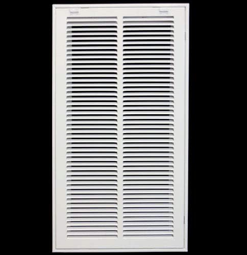 12" X 20" Steel Return Air Filter Grille for 1" Filter - Easy Plastic Tabs for Removable Face/Door - HVAC Duct Cover - Flat Stamped Face -White [Outer Dimensions: 13.75w X 21.75h]