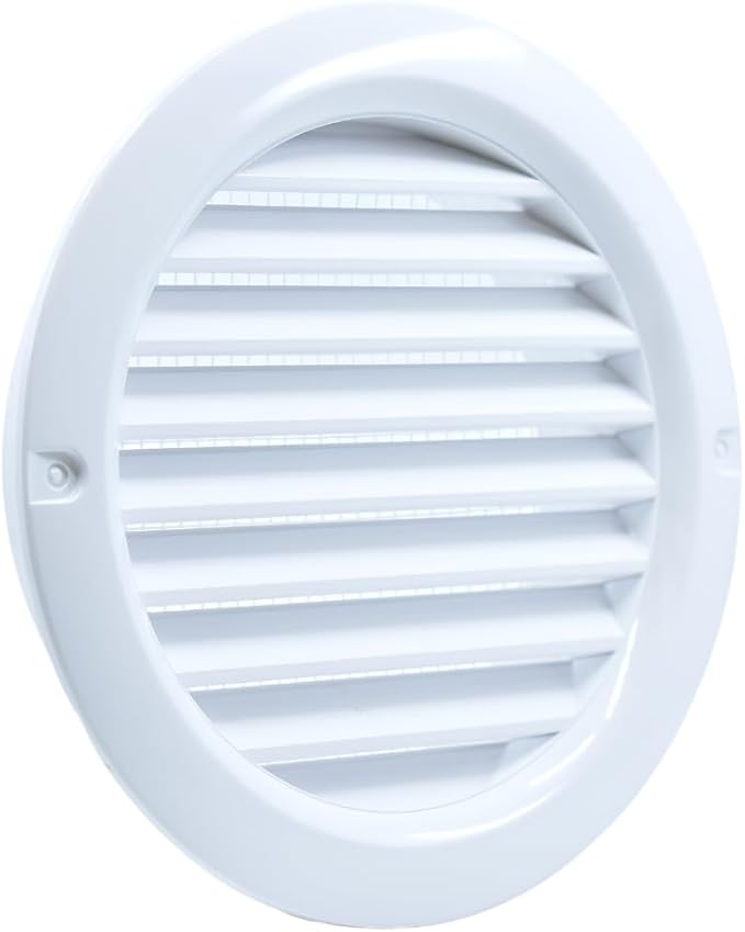 VENTS-US - 4" White Round Plastic Vent Cover with Built-in Insect Screen Mesh and Flange for Air Supply or Exhaust Air Applications - Compatible with 4 Inch Diameter Ducts (4-Pack)
