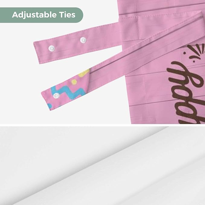 Pink Easter Tie Up Valance Curtains for Windows,Kitchen Curtains Window Shades,Easter Bunny Eggs Spring Cartoon Farmhouse Wood Grain Light Filtering Curtain Valances for Bedroom/Bathroom/Cafe 54"x18"