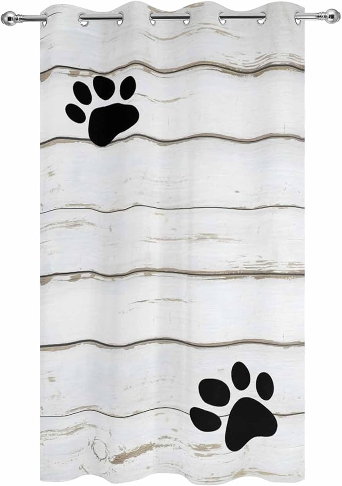 Wood Grain Outdoor Curtains for Patio Claws Animals Wooden White Waterproof Outside Curtains with Grommet Top Weatherproof Curtain for Cabana Pergola Gazebo, 1 Panel, 54" W x 84" L