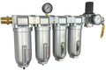 1" NPT Industrial (5-Stage) Moisture Removing Particulate Filter and Oil Removing Coalescing Filter and Two Desiccant Air Dryers and Air Pressure Regulator