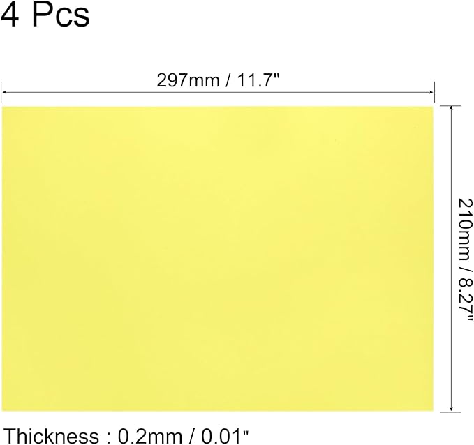 uxcell 4Pcs A4 Gel Light Lighting Filter Overlay Transparent Color Correction Plastic Vinyl PVC Sheets Photography Television Yellow,0.2mm