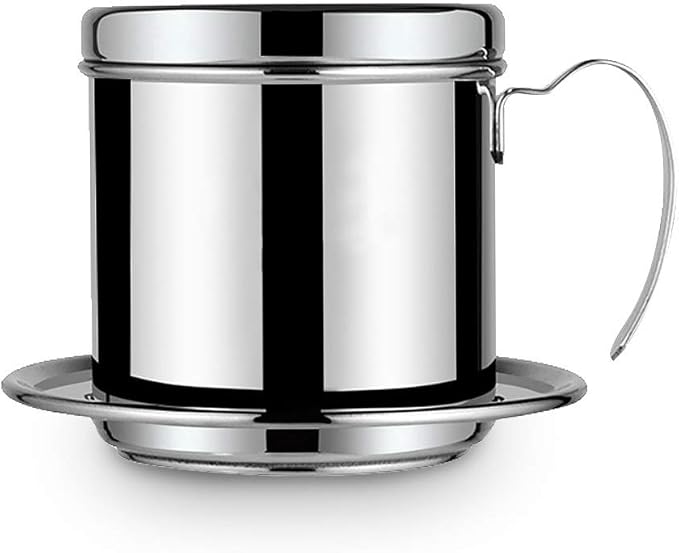 TOPINCN Vietnamese Coffee Drip Filter, Stainless Steel Pour Over Coffee Maker, Portable Coffee Drip Brewer for Home, Office, Travel (Silver)
