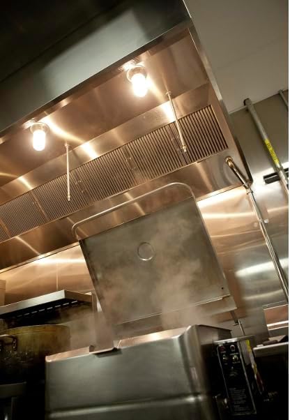 Commercial Kitchen Restaurant Duty Exhaust Hood, Wall Canopy Stainless Steel Exhaust Hood with Baffle Hood Filters, High Temperature Light Fixtures, and 16” Round Exhaust Riser (10" Long Hood)