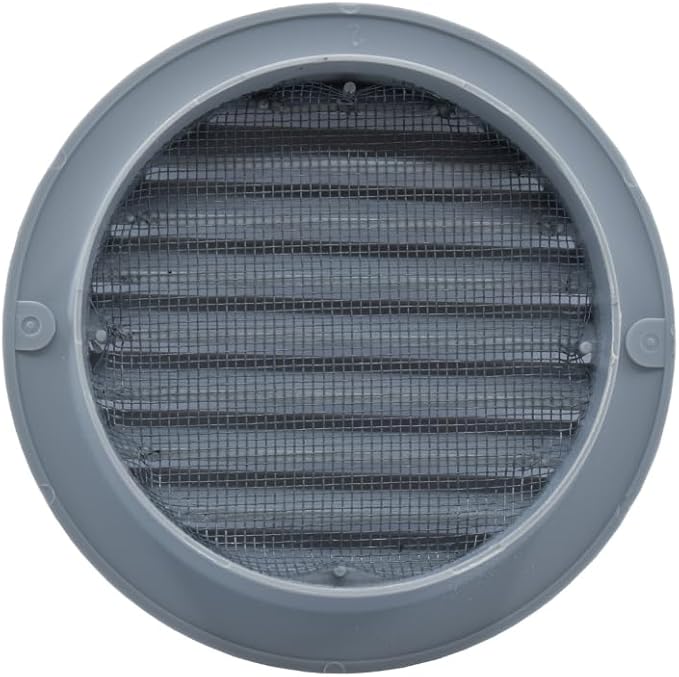 VENTS-US – 4" Round Plastic Vent Cover in Slate Gray with Built-in Insect Screen Mesh and Flange for Air Supply or Exhaust Air Applications - Compatible with 4 Inch Diameter Ducts (2-Pack)
