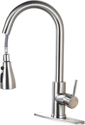 Kitchen Sink Faucet with Pull - Down Sprayer, 2 - Handle 3 - in - 1 Kitchen Sink Filter Faucet, Cold and Hot Mixer Drinking Water Faucet (Classic, Brushed Nickel-3)