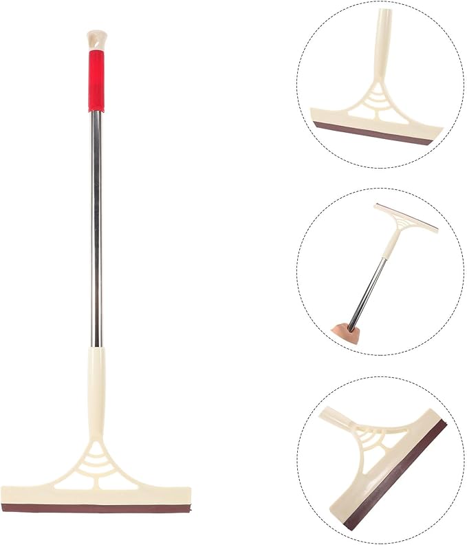 Window Cleaner Squeegee with Scraper, Multi-Functional Dry and Wet Glass Wiper, Khaki Color, for Home, Shower Door, and Car Window Cleaning
