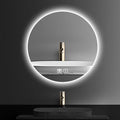 Bathroom Mirror with LED Lights and Touch Sensor, Wall Mounted Mirror with Demister Pad, 3 Colours of Light, Double Touch Button, for Entryway, Bathroom, Vanity(50cm/19.7in)
