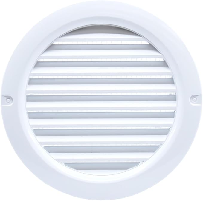 VENTS-US - 4" White Round Plastic Vent Cover with Built-in Insect Screen Mesh and Flange for Supply or Exhaust Air Applications - Compatible with 4 Inch Diameter Ducts (2-Pack)