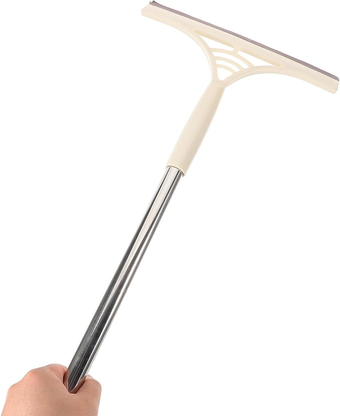 Window Cleaner Squeegee with Scraper, Multi-Functional Dry and Wet Glass Wiper, Khaki Color, for Home, Shower Door, and Car Window Cleaning