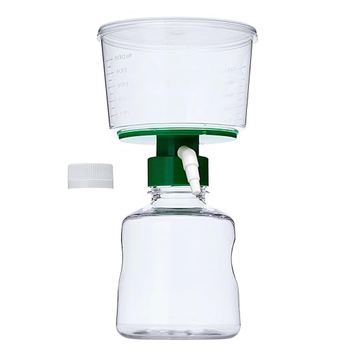 500ml Vacuum Filtration System, Disposable Sterile Vacuum Filter Units with CA Membrane, 0.22μm Pore Size, 90mm Diameter for Laboratory, Chemistry, Graduated, Individually Wrapped, Pack of 12
