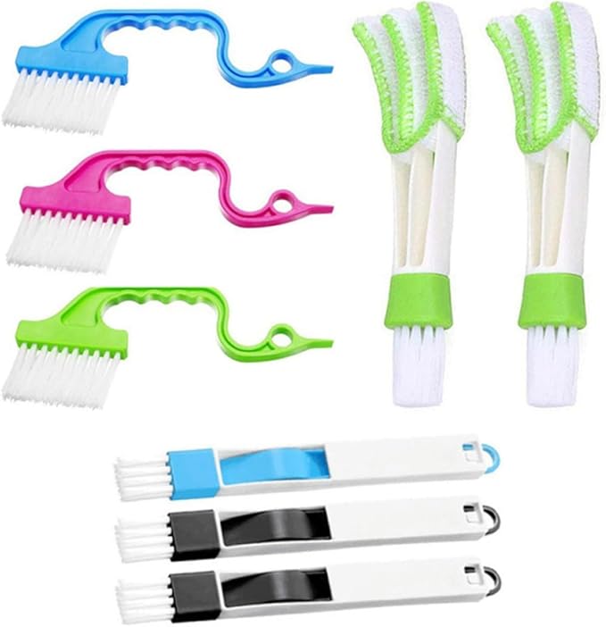 Beaupretty 8pcs Window Groove Cleaning Brush Set Soft Bristles for Wet and Dry Use, Multi-Functional Gaps Scrubber for Windowsills and Tracks, Household Cleaning Tool for Home and Kitchen