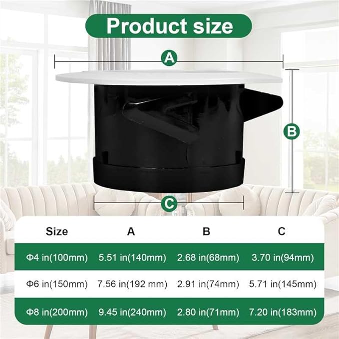 Soffit Vents 4 Inch, Round Exhaust Air Vent Cover with Built-in Fly Screen for Bathroom Kithchen Office Home, White 1P 100mm