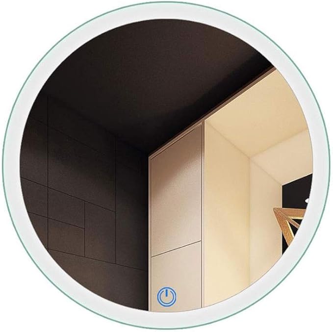 Bathroom Mirror with LED Light and Demister Pad Touch Sensor Wall Mounted Round Makeup Shaving Mirror (Color : Warm Light Size : 60cm) (Warm Light 70cm)