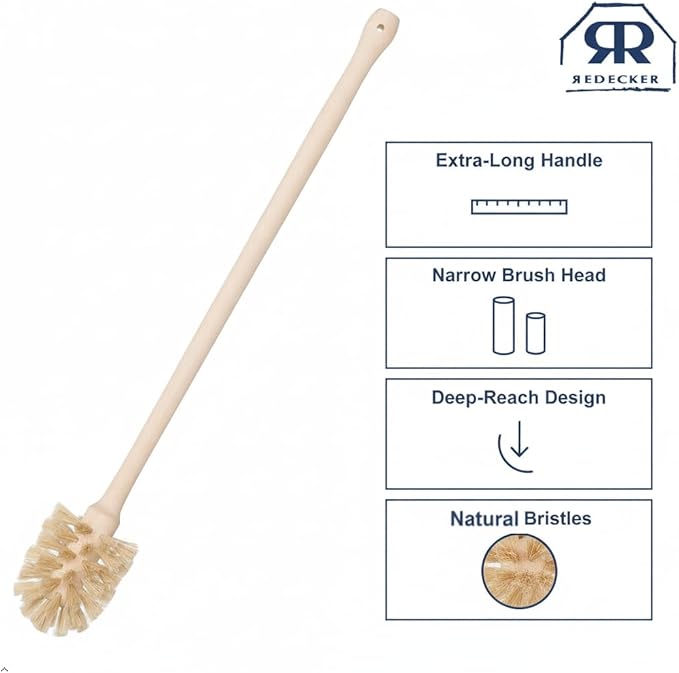 REDECKER Extra Long Bottle Brush Cleaner: Durable Horsehair and Beechwood Handle, Ideal for Vases, Pitchers, Mugs, and Baby Bottles, 16-1/2 Inch, Dense Natural Bristles, Made in Germany