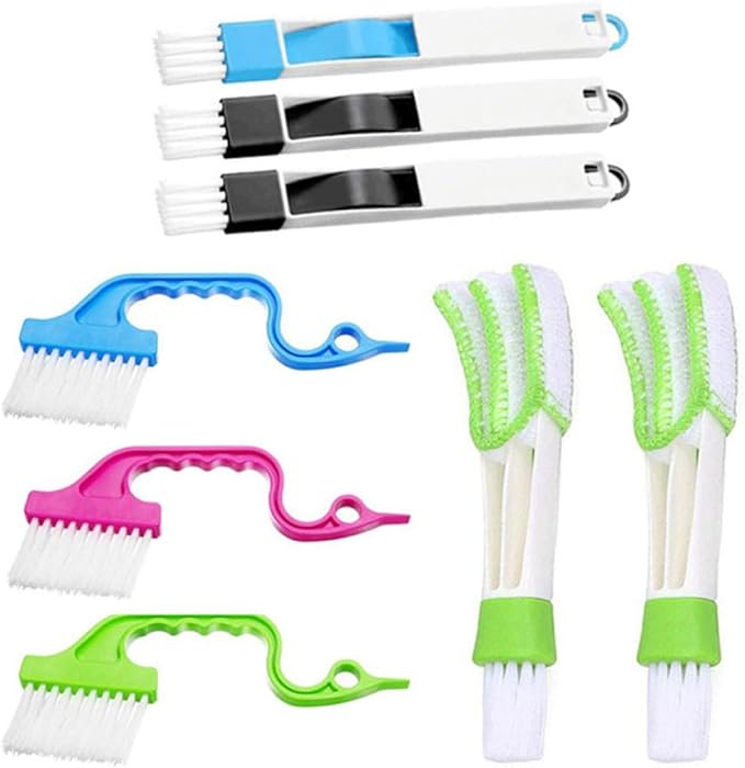 Window Groove Cleaning Brush Set 8pcs Scrubber for Wet and Dry Use, Window Gaps and Slot Cleaning Tools for Home, Kitchen, Bathroom Tracks and Crevices