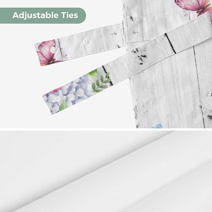 Spring Tie Up Valance Curtains for Windows, Kitchen Curtains Window Shades, Bicycles Botanical Rose Leaves Butterfly Wood Grain Light Filtering Roman Curtain Valances for Bedroom/Bathroom/Cafe 54"x18"