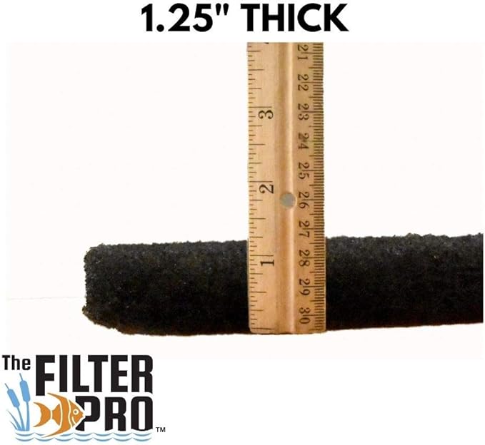 Black Coarse Filter Media, 1.25" Thick, 12" x 12" Pads, 6 Pack, Perfect for Aquariums, Ponds or Water Gardens, Made in USA