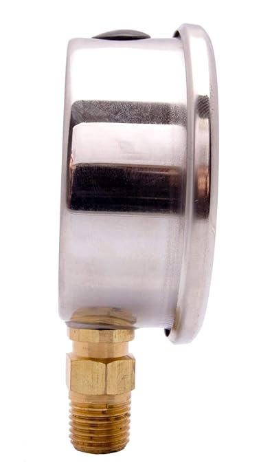 2-1/2" Oil Filled Pressure Gauge - Stainless Steel Case, Brass, 1/4" NPT, Lower Mount Connection, 0-200PSI