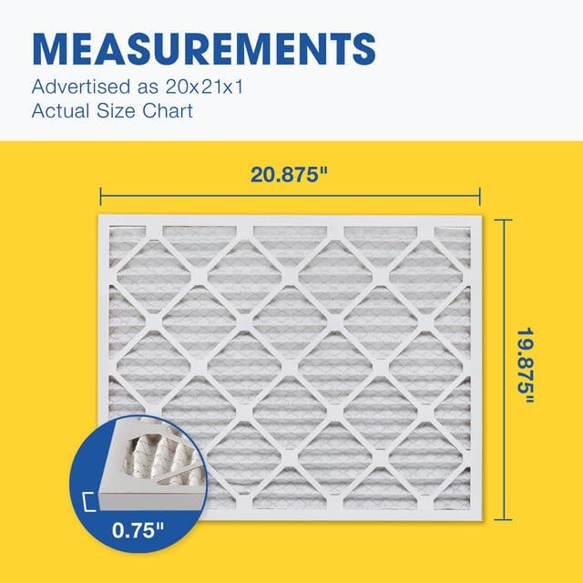 Aerostar 20x21x1 MERV 11 Pleated Air Filter, AC Furnace Air Filter, 6 Pack (Actual Size: 19 7/8" x 20 7/8" x 3/4")