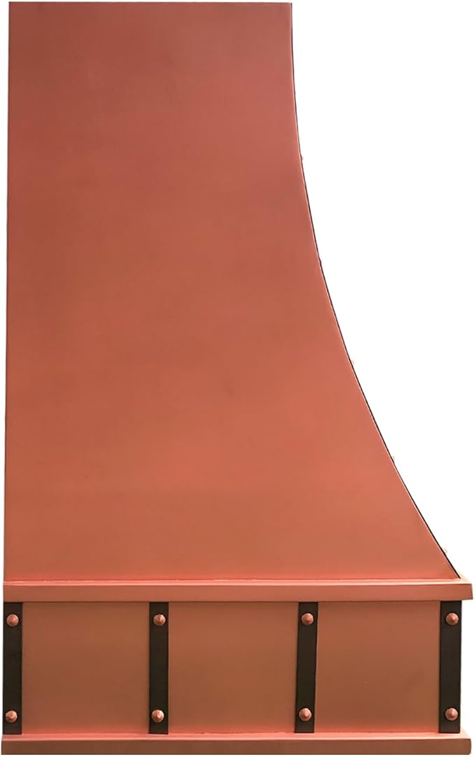 CT Copper Tailor Sloped Copper Vent Hood Island Mount,54'' W,39''H,1260 CFM Exhaust Fan,Stainless Steel Vent,LED Light,Dishwasher-Safe Baffle Filters,VH8TR1