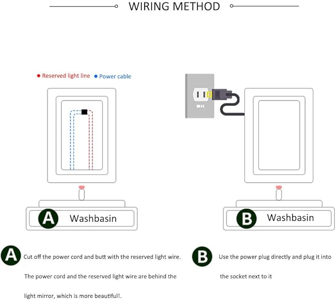 Rectangle Bathroom Mirror with Lights Touch Control Switch Demister Pad,3 Color Lighting Modes