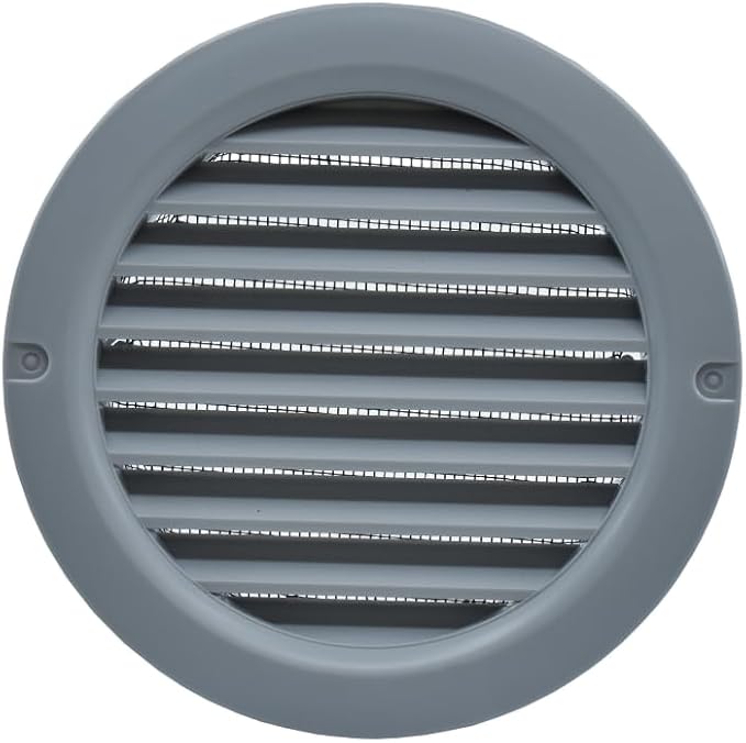 VENTS-US - 4" Round Plastic Vent Cover in Slate Grey with Built-in Insect Screen and Flange for Air Supply or Exhaust Air Applications - Compatible with a 4 Inch Diameter Duct (6-Pack)