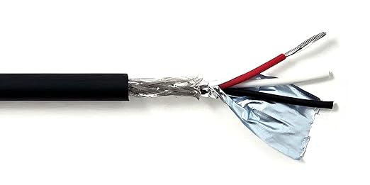 3C 22AWG AMSB Shielded Cable Wire (UL2464) - Highly Flexible Str TC, PVC Ins, OS+TC BRD, PVC JKT for CNC Machine, Stepper Motor, VFD Spindle (Matte Black 25FT)