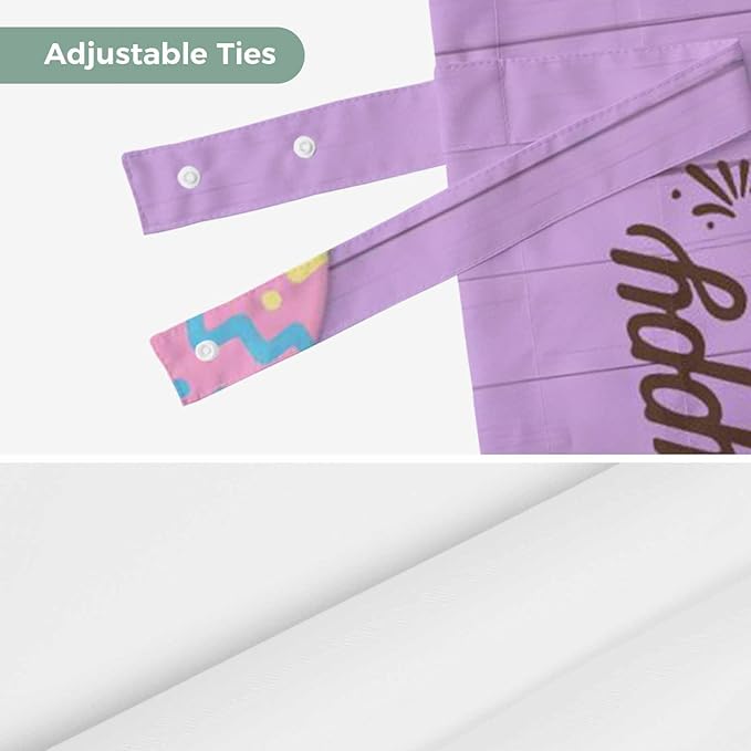 Purple Easter Tie Up Valance Curtains for Windows, Kitchen Curtains Window Shades, Spring Cartoon Bunny Colorful Eggs Wood Grain Light Filtering Curtain Valances for Bedroom/Bathroom/Cafe 54"x18"