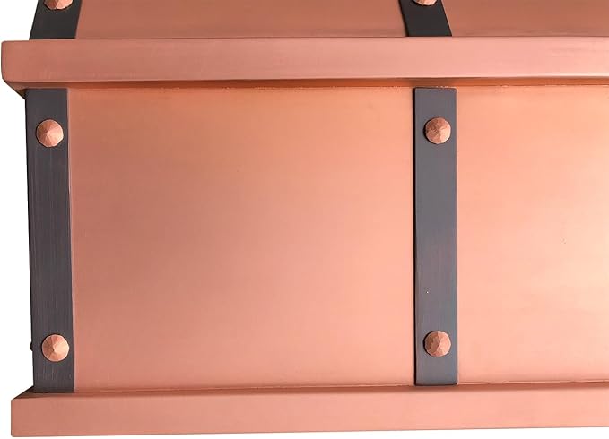 CT Copper Tailor Sloped Copper Vent Hood Island Mount,42'' W,39''H, 1150 CFM Exhaust Fan,Stainless Steel Vent,LED Light,Dishwasher-Safe Baffle Filters,VH8TR1