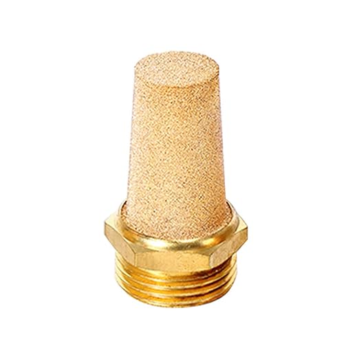 Beduan 3 Pcs Pneumatic Brass Exhaust Muffler Filter, 3/8" Male Thread Hex Sintered Silencer Air Line Fitting