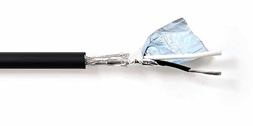 2C 18AWG AMSB Shielded Cable Wire (UL2464) - Highly Flexible Str TC, PVC Ins, OS+TC BRD, PVC JKT for CNC Machine, Stepper Motor, VFD Spindle (Matte Black 100FT)