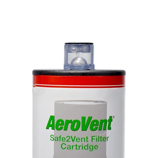 AeroVent Safe2Vent Single Filter Assembly (Part #10004701) | Fits Single-Can Systems | Reusable Top, Base & Filter Cartridge | Viz-a-Ball Indicator | Compliant in All 50 States | Made in USA