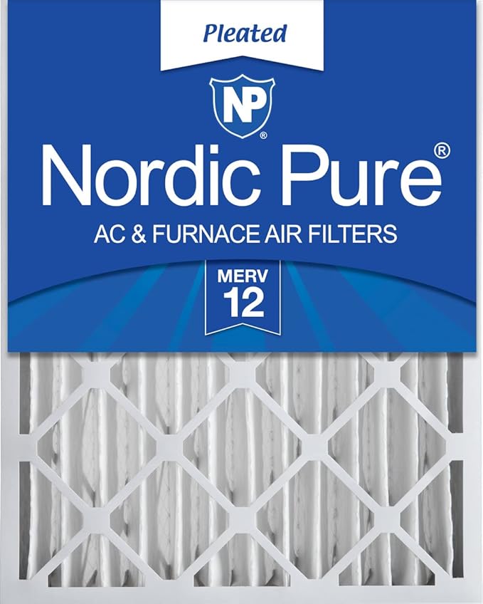 Nordic Pure 20x20x4 (Actual Size: 19 1/2 x 19 1/2 x 3 5/8) Pleated MERV 12 Air Filter 1 Pack