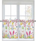 Happy Easter Half Window Curtain 36 Inches Long, Spring Watercolor Bunny Eggs Flower Branch Window Treatment Curtain Drapes, Small Tier Curtains for Bathroom Over Sink, 27.5"x36", 2 Panels