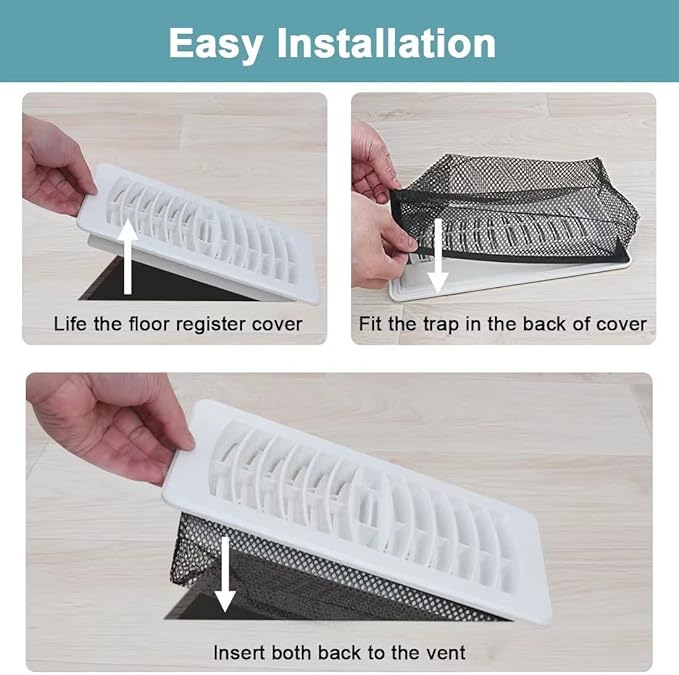 Floor Register Cover Trap, Floor Air Vent Cover Screen for Home Air Vent Filters 5-Pack Floor Vent Mesh Filters Net Trap (4 x 8 Inch)