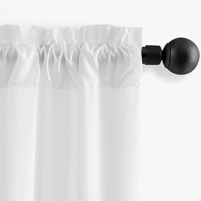 Non-See-Through Privacy White Sheer Curtains 96 inches Long 2 Panels, 52" Wide Rod Pocket Window Curtains & Drapes for Living Room Home Office Patio Sliding Door Bedroom Dining Room