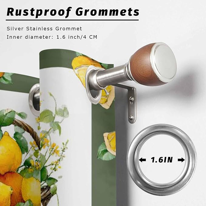 Lemon Outdoor Curtains for Patio Lemons Baskets Summer Tropical Plant Waterproof Outside Curtains with Grommet Top Weatherproof Curtain for Cabana Pergola Gazebo, 2 Pack, 54" W x 95" L