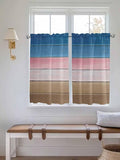 Blue Pink Brown Gradient Wood Grain Window Valance Curtains, Vintage Wood Board Light Filtering Kitchen Valance with 3-inch Rod Pocket for Living Room Bathroom Bedroom,2 Panel,42x45In