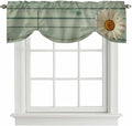 Daisy Flower Tie Up Valance Curtains for Windows, Kitchen Curtains Window Shades, Modern Art Floral Farmhouse Teal Wooden Grain Light Filtering Roman Curtain Valances for Bedroom/Bathroom/Cafe 42"x12"