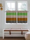 Farm Gray Green Brown Wood Grain Window Valance Curtains, Rustic Wooden Plank Light Filtering Kitchen Valance with 3-inch Rod Pocket for Living Room Bathroom Bedroom,2 Panel,27.5x36In