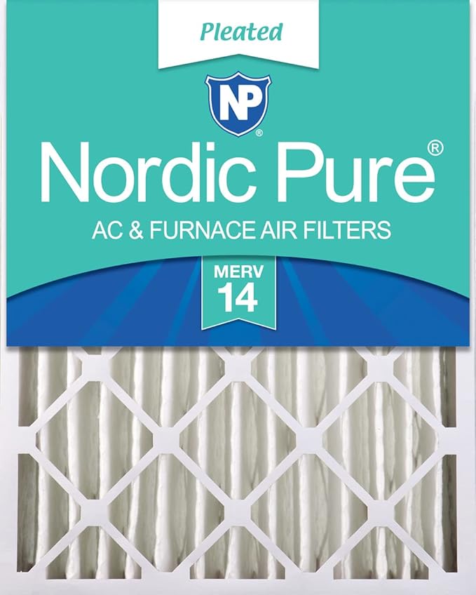 Nordic Pure 20x20x4 (Actual Size: 19 1/2 x 19 1/2 x 3 5/8) Pleated MERV 14 Air Filter 1 Pack