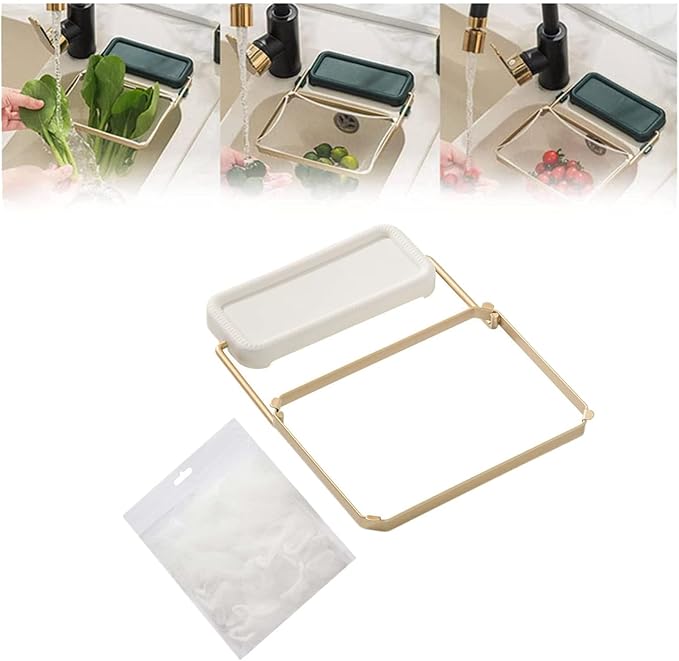 50Pcs Kitchen Residue Mesh Bag Sink Strainer Collapsible Food Catcher Square Bracket Corner Hanging Drain Basket Filter Screen Holder for Waste White 1pcs