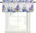 Spring Flowers Curtain Valances for Windows, Kitchen Valance Window Treatment, Watercolor Garden Florals Wooden Grain Light Filtering Block Curtains for Bathroom/Bedroom/Living Room 54'' x 18''