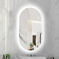 Oval LED Illuminated Bathroom Mirror, Wall-mounted Vanity Makeup Mirror with Demister Pad, 3 Dimmable Color Temperatures & Touch Control, Metal Frame Anti-Fog Lighted Wall Mirror ( Color : White Frame