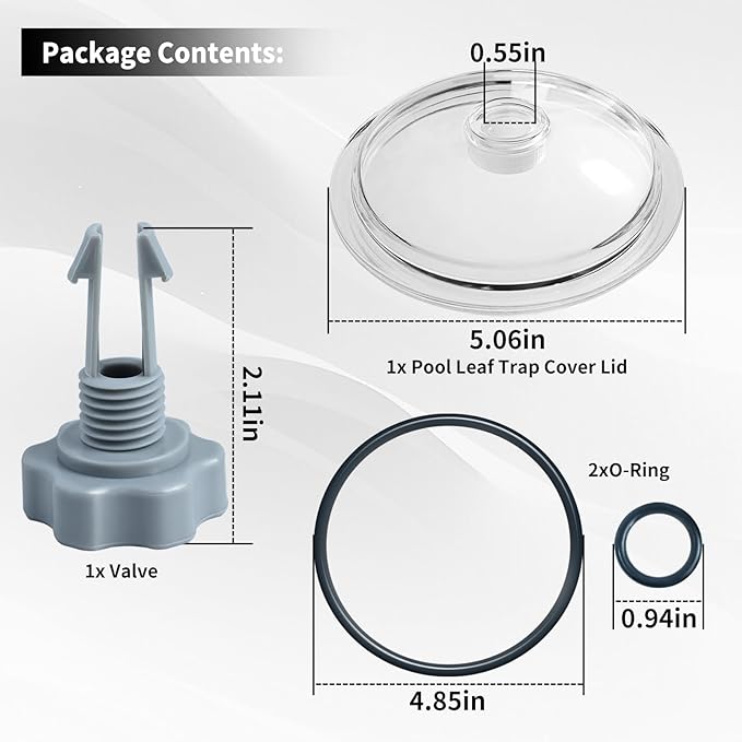 XJJ 28645EG Pool Leaf Trap Cover Lid 5 inch have O-Ring, Valve, Fit for Intex 12 Inch Sand Filter Pumps, NOT Fits Intex 14 & 16 Inch Sand Filter Pumps