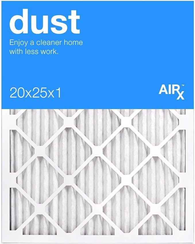 AIRx PREMIUM DUST Series MERV 8 Pleated Furnace Air Filter - Made in the USA - Box of 6-20x25x1